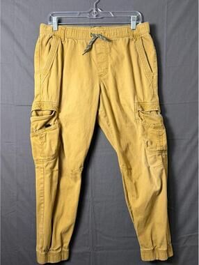 Boys 16 Husky Tan Cargo Jogger Pants Elastic Waist Drawstring Pockets